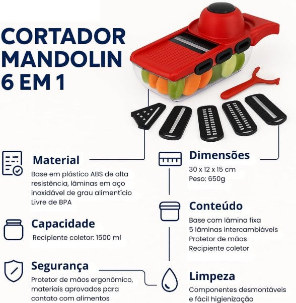 6 EM 1 CORTADOR de Legumes Mandoline