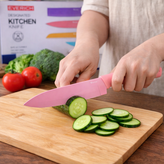 Conjunto de Facas Profissionais Coloridas + Tesoura e Descascador