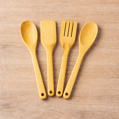 Kit 5 Utensílios de Madeira Bambu
